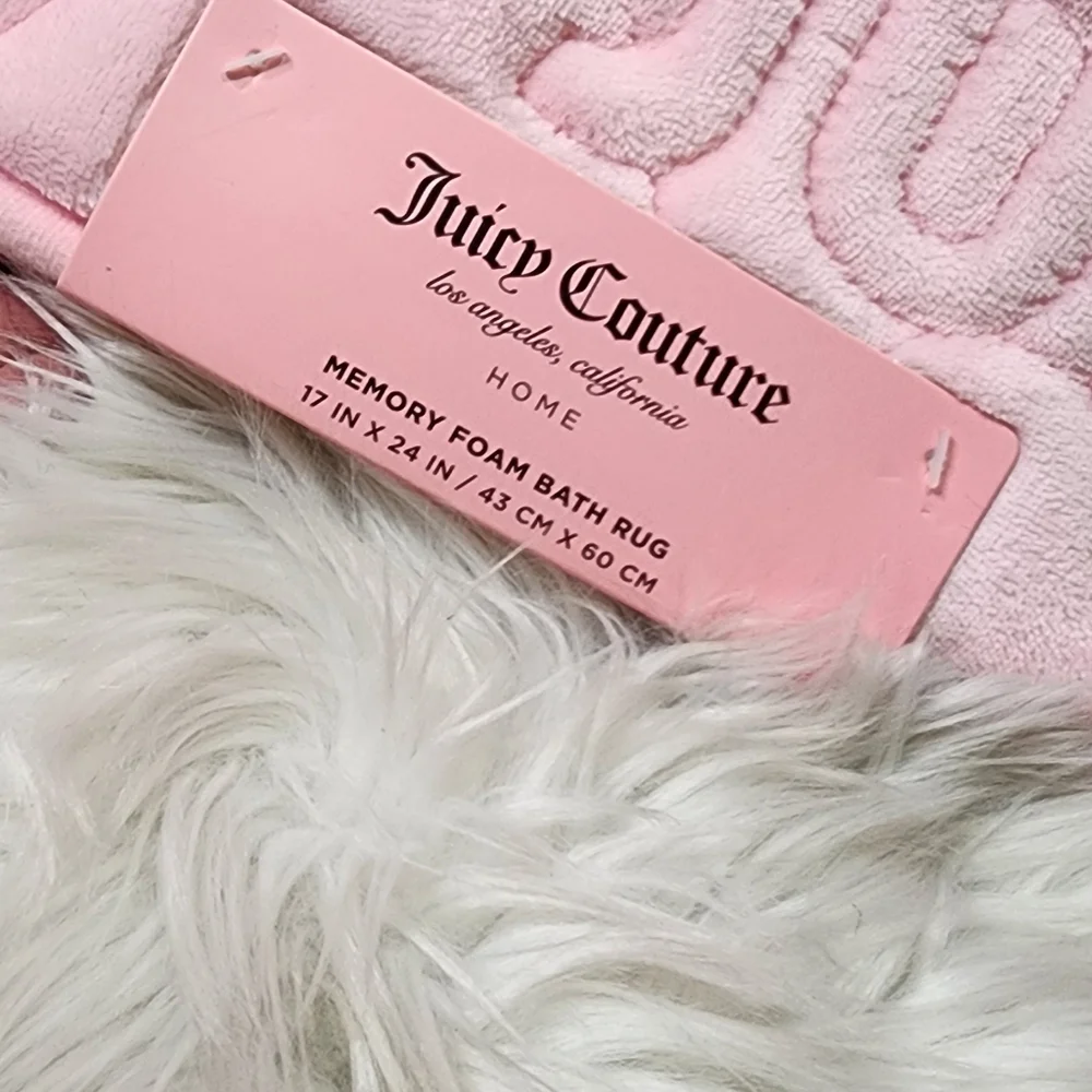 Juicy Couture Pink Heart Memory foam Bath Rug New
